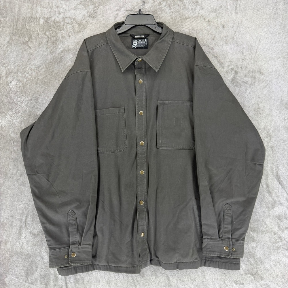 Carhartt Rugged Flex Relaxed Fit Shirt Jacket Mens 4XL‎ Gray Fleece Lined 102851